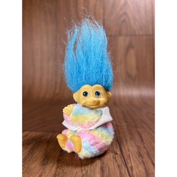 Russell Athletic Other - Vintage "Born To Bingo" Candy Blue Haired Russ Troll Doll Rainbow 🌈 Seated Pose